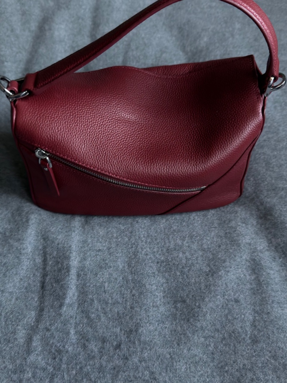Quince Italian Leather Patchwork Crossbody | Merlot | Gently Used - Picture 2 of 7